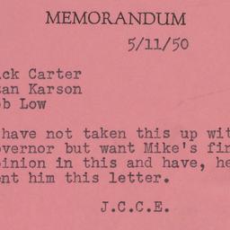 Memorandum: 1950 May 11