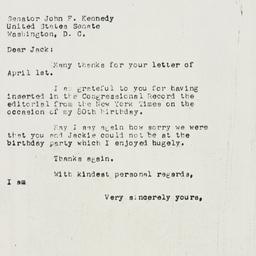 Letter: 1958 April 7