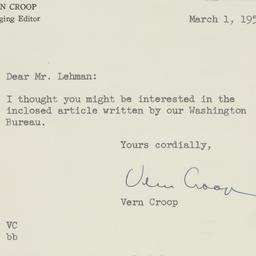 Letter: 1951 March 1
