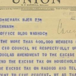 Telegram: 1954 March 24