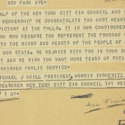 Telegram: 1949 November 10