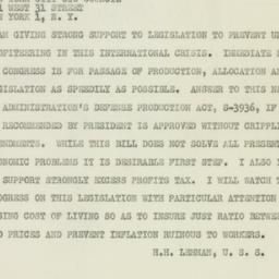 Telegram: 1950 August 16
