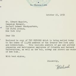 Letter: 1950 October 23