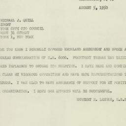 Telegram: 1950 August 5