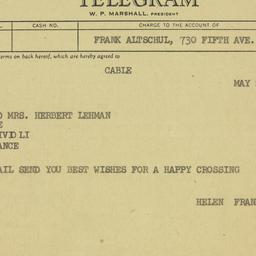 Telegram: 1959 May 26
