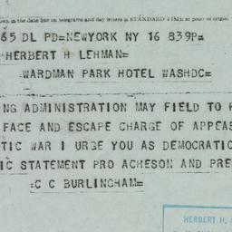 Telegram: 1950 December 16