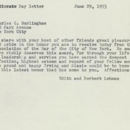 Telegram: 1953 June 29