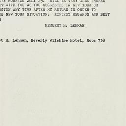 Telegram: 1960 July 19