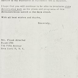 Telegram: 1961 February 7