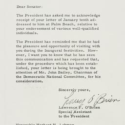 Letter: 1961 February 2