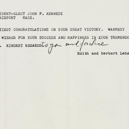 Telegram: 1960 November 9