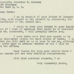 Letter: 1951 January 22