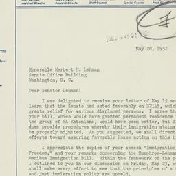 Telegram: 1952 May 28