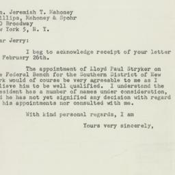 Letter: 1951 March 3