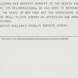Telegram: 1954 December 13