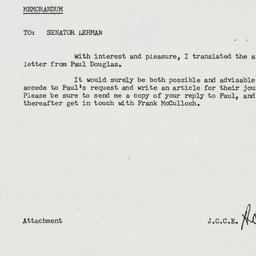 Memorandum: 1958 October 20