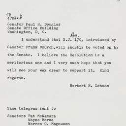 Telegram: 1960 May 20