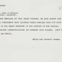 Telegram: 1960 November 9