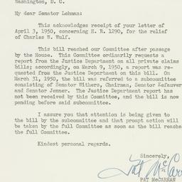 Letter: 1950 April 6
