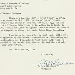 Letter: 1950 August 9