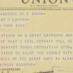 Telegram: 1949 November 7
