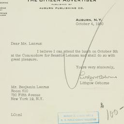 Letter: 1950 October 4