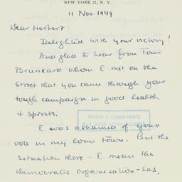 Letter: 1949 November 11