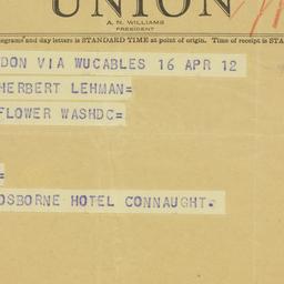 Telegram: 1944 April 13