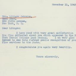 Letter: 1942 November 11