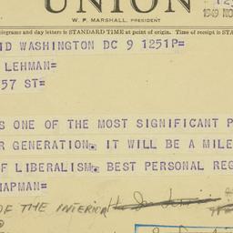 Telegram: 1949 November 9