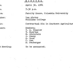 Minutes, 1981-04-30. Econom...