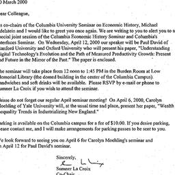 Announcements, 2000-04-12. ...