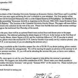 Announcements, 1997-10-09. ...