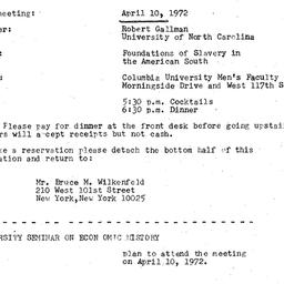 Announcements, 1972-04-10. ...