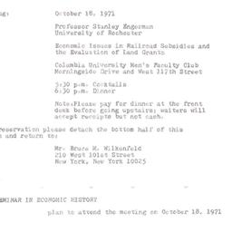 Announcements, 1971-10-18. ...
