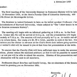 Announcements, 1969-11-01. ...