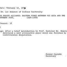 Minutes, 1976-02-10. Tradit...