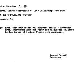Minutes, 1975-12-16. Tradit...