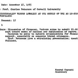 Minutes, 1975-11-18. Tradit...