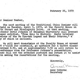 Announcements, 1979-02-26. ...