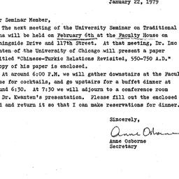 Announcements, 1979-01-22. ...