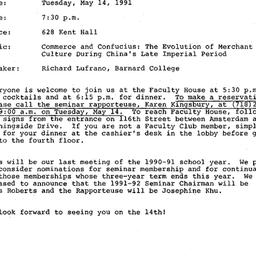 Announcements, 1991-05-14. ...