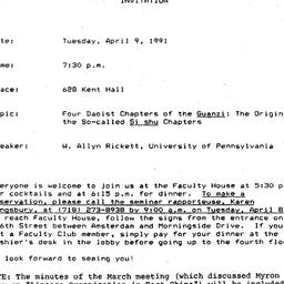 Announcements, 1991-04-09. ...