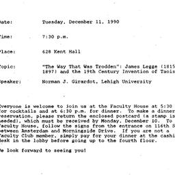 Announcements, 1990-12-11. ...
