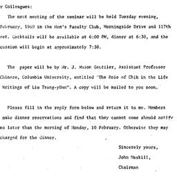 Announcements, 1969-01-27. ...