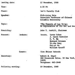 Minutes, 1968-11-12. Tradit...