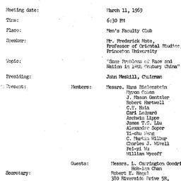 Minutes, 1969-03-11. Tradit...