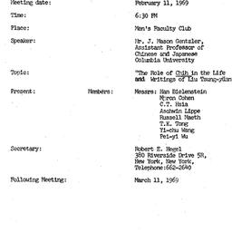 Minutes, 1969-02-11. Tradit...