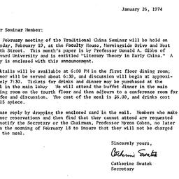 Announcements, 1974-01-26. ...