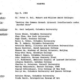 Minutes, 1984-05-08. Tradit...